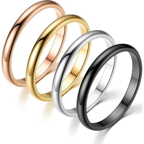 2020 Classic Round Thin Women Rings Simple Statement 2 Mm Width Stainless Steel Rings For Women Jewelry Gift