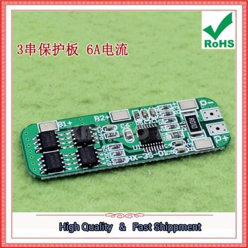 3 string 12V 18650 lithium battery protection board 10.8V 11.1V 12.6v anti-overcharge 6A current module (D5A5