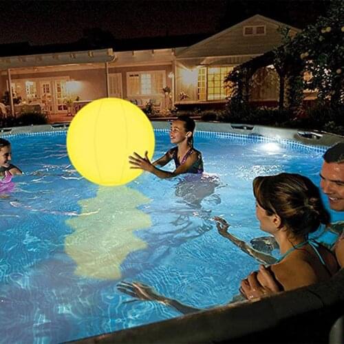 40cm Swimming Pool Toy Glowing Ball Inflatable Luminous Ball Led Ball Decorative For Outdoor Swimming Pool Glowing Beach Ball