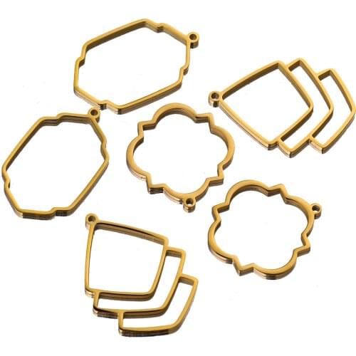 5pcs/lot Polishing Hollow Out Fan-shaped Stainless Steel Decoration Pendant Connectors Bohemia Charm DIY Earrings Jewelry Making