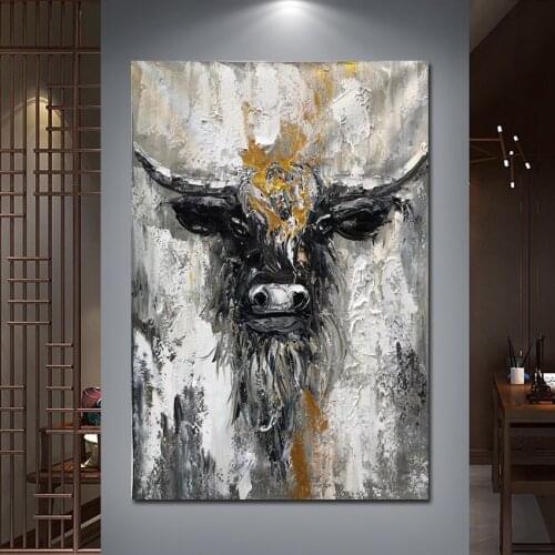 Palette Knife Abstract Bullfight Canvas Oil Painting No Frame Living Room Decorative Textured Abstract Canvas Picture Wall Art