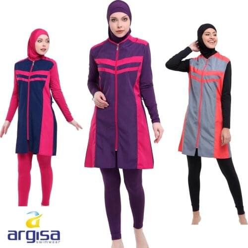 Argisa 7109 Long Micro Sleeves Straight Full Burkini Muslim Swimwear S-XXL Hijab Islamic Swimsuit Fashion Turkey Women Full cover Swim