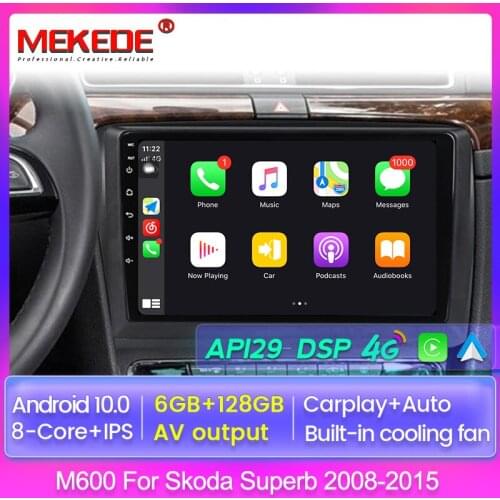 6+128 Android 10.0 DVD 2Din Car Radio Multimedia Video Player Navigation GPS For Skoda Superb 2 2008-2015 Carplay AUTO Stereo