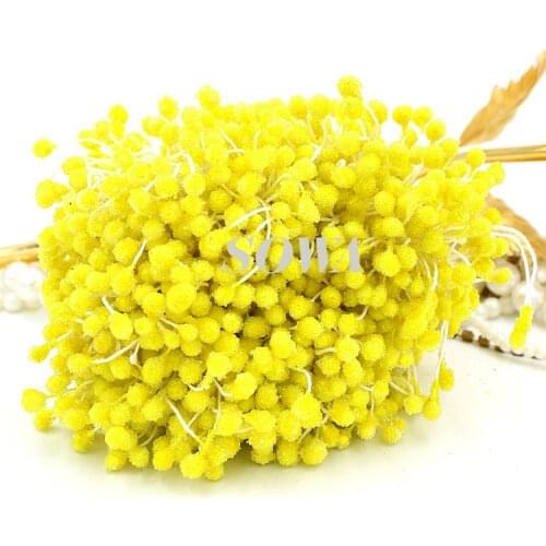 Free Shipping new arrival 5mm Yellow Round Glass Flower Stamen Cake Decoration And DIY Pistil Stamen(820pcs/Lot )