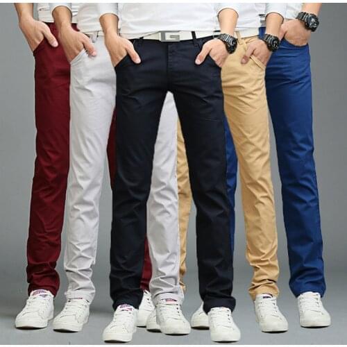 2020 Spring and summer New Design Casual Men pants Cotton Slim Pant Straight Trousers Fashion Solid sky blue black Pants Men