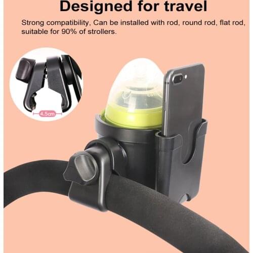 Baby Stroller Cup Holder Universal Phone Cup Holder 2 In 1 Bottle Holder For Pushchair Wheelchair Bike Stroller Accessories