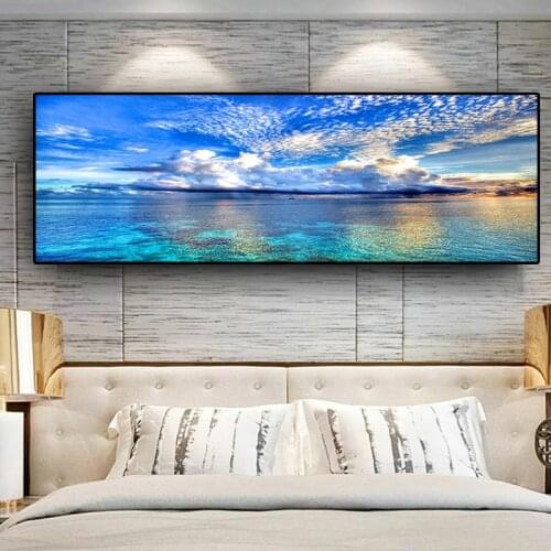 Natural Sunset Lake Landscape Canvas Painting Mediterran Scandinavian Posters and Prints Wall Art Pictures for Living Room Decor