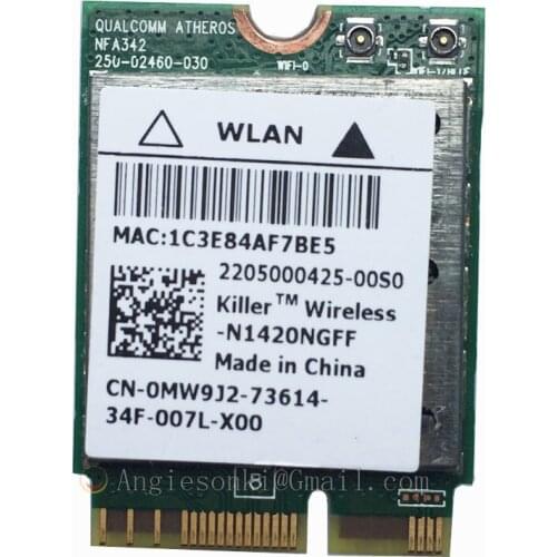Killer N1420NGFF 802.11ac + BT4.0 867Mbps WIFI WLAN Card N1420 0MW9J2 NGFF for DELL ALIENWARE 15 17 Toshiba Sony Samsung
