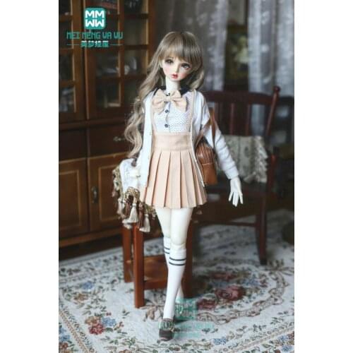 BJD doll clothes for 57cm-60cm 1/3 BJD accessories fashion five-piece shirt, pleated skirt, cardigan, socks, bow