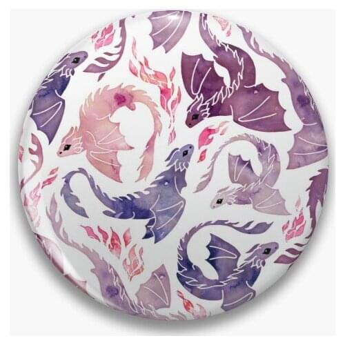 Dragon Fire Pink Purple Soft Button Pin Clothes Badge Metal Brooch Lapel Pin Collar Cute Hat Cartoon Funny Jewelry Fashion