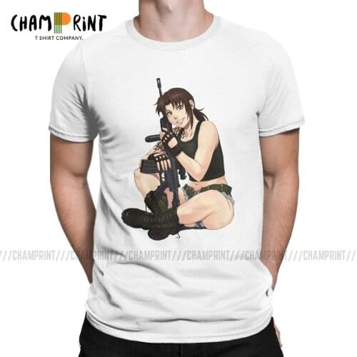 Men T-Shirt Revy From Black Lagoon Anime Leisure 100% Cotton Tee Shirt Short Sleeve T Shirt Round Collar Clothing Unique