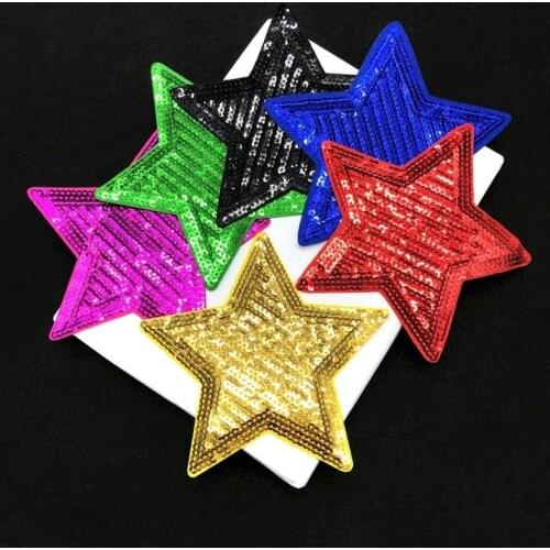 Love Heart Sequined Star Patches Iron on Embroidered Glitter Sticker for Bags Shoes Hats Coats Dress T Shirts Sewing Appliques