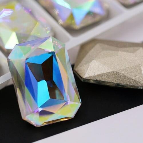New 10x14mm/13x18mm AB Color Rectangular octagonal shape pointback glass rhinestones crystal strass diy clothing Accessories