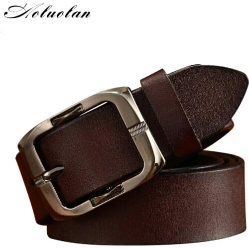 Aoluolan original brand leather pin buckle belt, high quality designer belt fashion womens belt jeans retro style wild belt fas