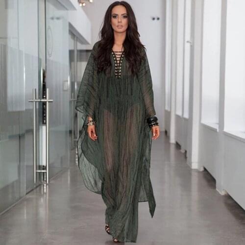 Beach Dresses Swimsuits Tunic Covered Woman Cover Ups Dress Womens Outings 2020 New Dark Green Black Oversized Loose Skirt Sun