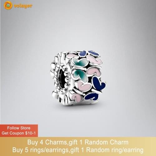 Volayer 925 Sterling Silver Beads Butterflies Clip Charms fit Original Pandora Bracelets for Women DIY Jewelry Making