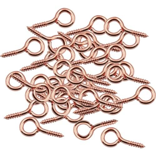 Prettyia 100pcs Eye Hook Screw Pin Rose Gold Steel Clasp Jewelry Finding