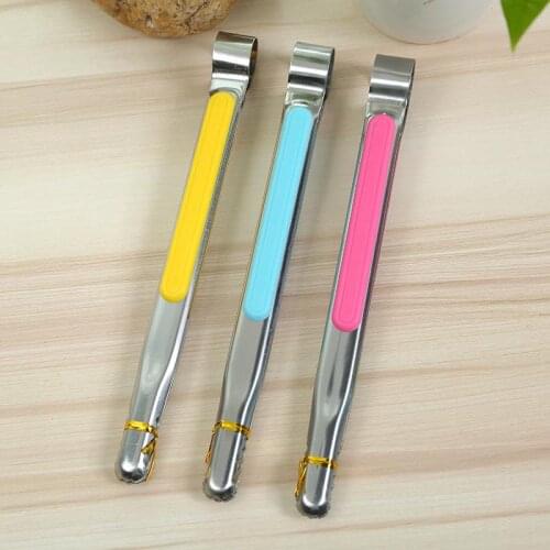 Random Color Stainless Steel Kitchen Tongs Ergonomic Heavy Duty Barbecue Tongs Food Tongs BBQ Salad Tongs Non-slip Cooking Clip