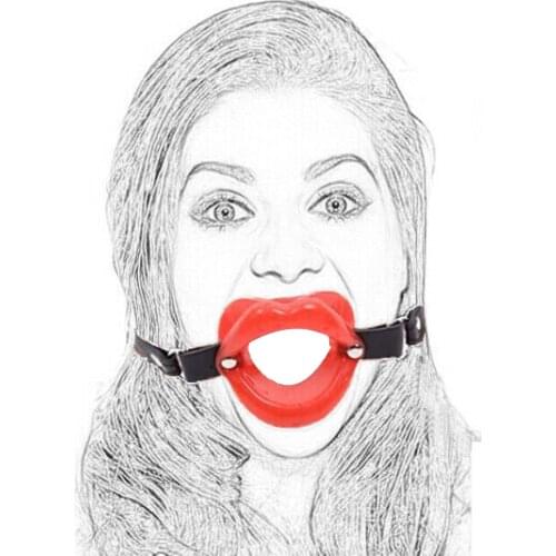 CamaTech Strap on Oral Harness PU Leather Open Mouth Gag Bondage Restraints Oral Fixation Rubber Lips O Ring Sex Toy For Couples