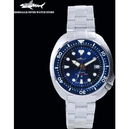 Heimdallr Luxury Mens Dive Watch 47mm Blue Dial Sapphire Crystal 200M Water Resistance Japan NH35A Automatic Movement Watches