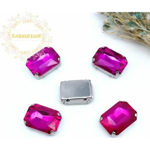 Rose Rectangular Crystal Glass Sewing Rhinestones with Claw Rhinestones for Diy Dress and Bags13*18 10*14 8*10 18*25