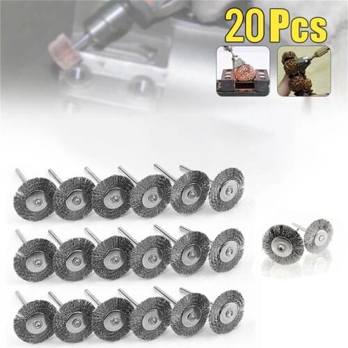 20Pcs 22mm Steel Wire Wheel Brushes for Metal Rust Removal Polishing Brush Steel Cutting Rotary Brush for Mini Drill Rotary Tool