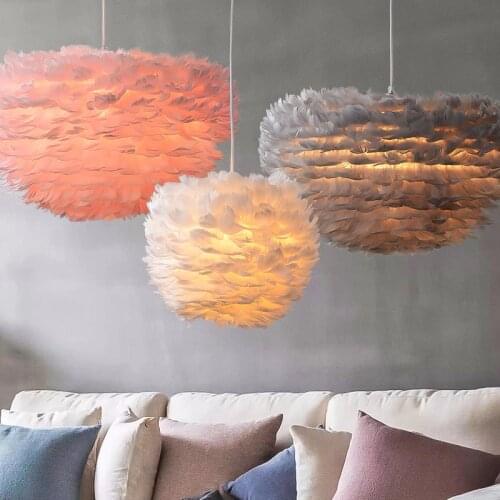 ZuuuVny Nordic Feather Pendant Lamp Fairy Hanging Lamp Goose Feather Bedroom Dining Room Loft Chandelier Ceiling Droplight