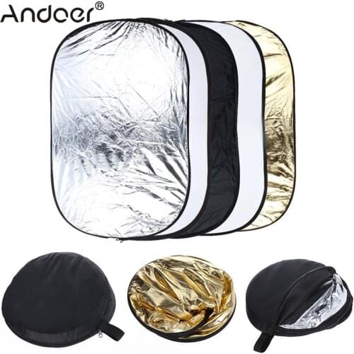 Andoer 24"*36"/60*90cm 5 in 1 (Gold,Silver,White,Black,Translucent) Multi Collapsible Studio Photo Photography Light Reflector