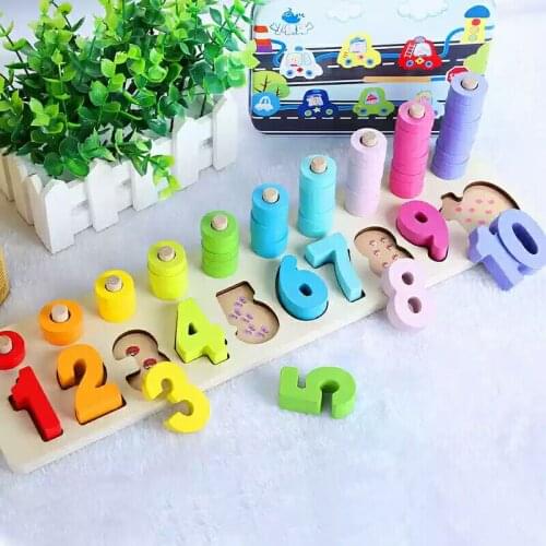 Souptoys Wooden Blocks Toys Digital Geometry Toy Childrens Educational Toy For Baby Boy Girl Gift Early Education Intelligence