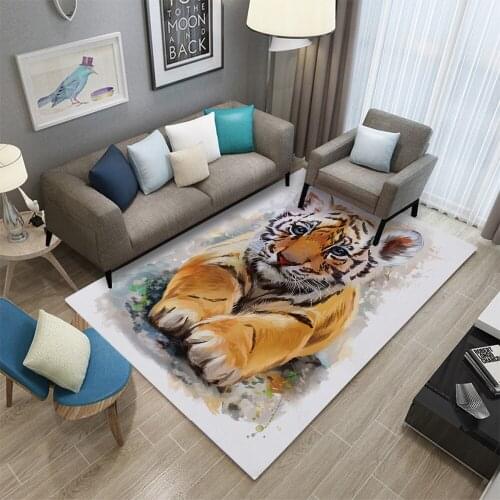 Miracille Modern Tiger Carpets 3D Animal Printing Floor Home Decor Carpet Kid Room Non-slip Area Rug Floor Mat Drop Ship
