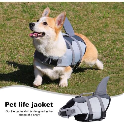 Dog Life Jacket Ripstop Dog Lifesaver Shark Vests with Rescue Handle Pet Dog Safety Swimsuit For Swimming Pool Beach Boating