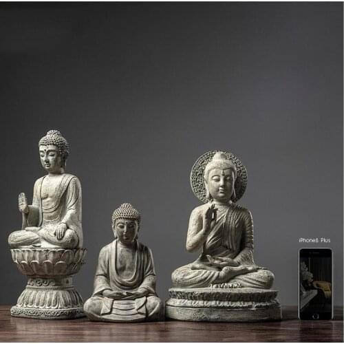 New Chinese Resin Buddha Statue Accessories Home Livingroom Desktop Ornaments Crafts Cabinet Office Table Figurines Decoration