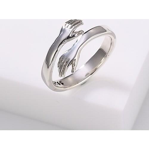 Vintage Silver Color Hug Hand Rings For Men Women Opening Finger Jewelry Bague anillos mujer anel