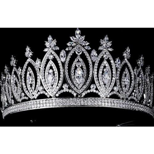 Luxury High-grade Cubic Zirconia Crown Crystal Tiaras Bridal Headwear for Wedding Birthday Pageant Prom Party