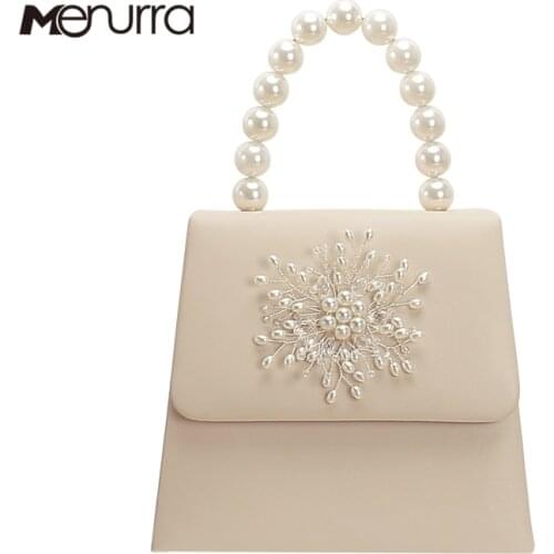 Pearl Box Women Handbags Designer Chains Flower Shoulder Crossbody Bags Luxury Pu Leather Lady Evening Clutch Bag Female Purse