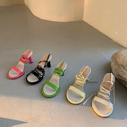 Round Toe Women Sandals Fashion Cross Strap Ankle Strap Round High Heels Party Pumps Candy Color Women Party Dress Sandals Pink