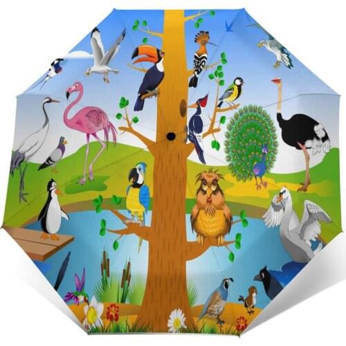Sunny Umbrella Bird Kingdom Automatic folding portable men women umbrella Sunscreen rain Windproof beach parasol