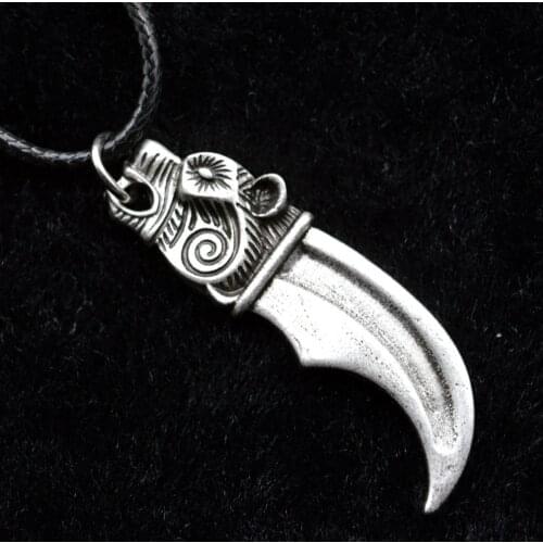 1pc Antique Silver Bear Pendant Viking Knife Necklace Norse Mythology Amulet Jewelry XL-159
