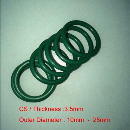 100 PCS Rubber O-Ring CS3.5mm x OD 10/11/12/13/14/15/16/17/18/19/20/21/22/23/24/25mm Fluorine Rubber Gasket Seal FKM O Ring