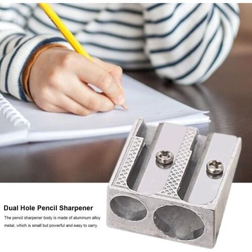 12pcs Dual Hole Pencil Sharpener Aluminum Alloy 8/12mm Graphite And Colored Pencils Small Pencil Sharpener Gift For Kids