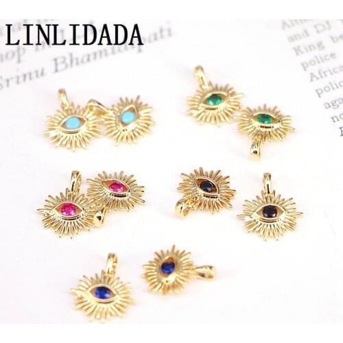 20Pcs Gold Filled Micro Pave CZ Eye Shape Small Charm Pendant For Necklace Bracelet Jewelry Making