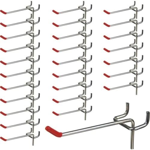 25Pcs 100Mm Pegboard Hooks Slat Wall Retail Display Shop Peg Hang Fits Home Hanger Chrome Metal 1-1.5Kg Loading
