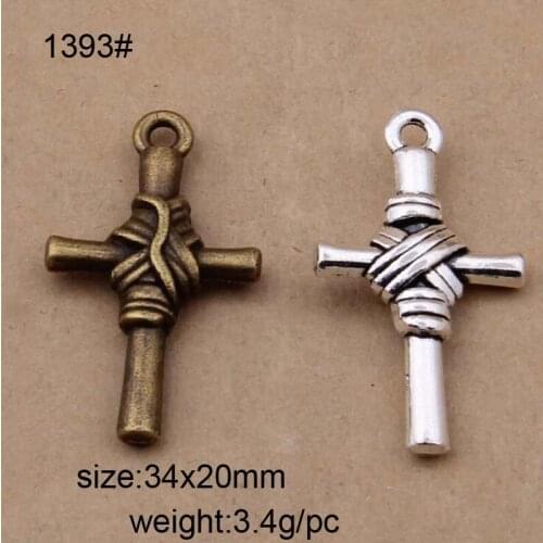 25PCS Wholesale 34*20mm Two Vintage Color Option Alloy Cross Charm Pendant