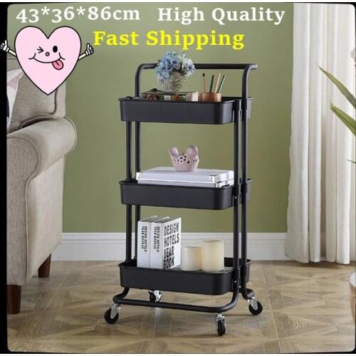 43*36*86cm Storage Trolley Rack With Wheels 4 Tier Bathroom Cabinet Kitchen Miniature Furniture Shelf Bookshelf Storage HWC