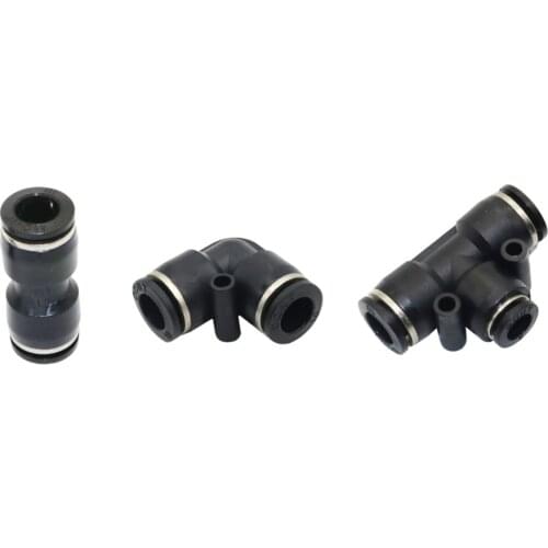 8mm Tee, Elbow, Straight Joint Pneumatic PVC Plastic Slip-lock Quick connector Garden Mist cooling system 5 Pcs