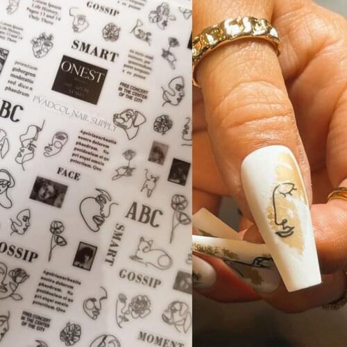 Abstract Nails Face Art Line 3D Nail Art Stickers Decals Self Adhesive Sticker Wraps Tip Decoration Manicure