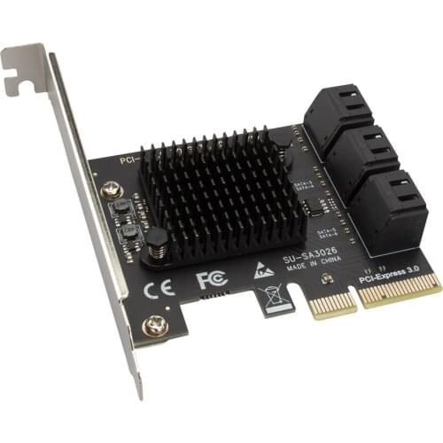 PCIe SATA Adapter 6 Port SATA III to PCI Express 3.0 4X Internal Expansion Card for for Windows Mac NAS LINUX Accessories