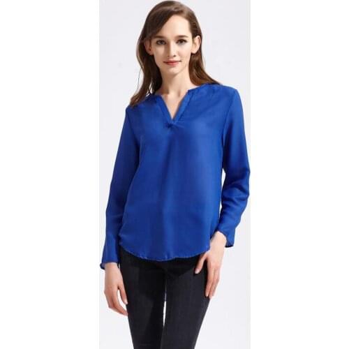 England Style 2018 Autumn Women Fashion Blusas Mujer V-Neck Solid Colors Thin Chiffon Blouse Elegant Tops Plus Size 5XL Clothes