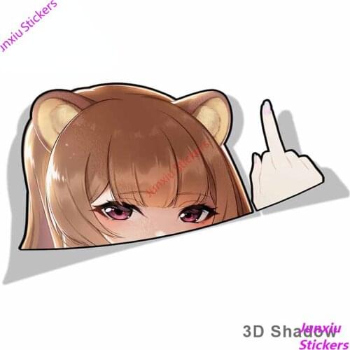 Car Sticker Raphtalia The Rising of The Shield Hero Peeker Big Head Anime Vinyl Rear Windshield Trunk SUV Fine Decal KK13x10cm
