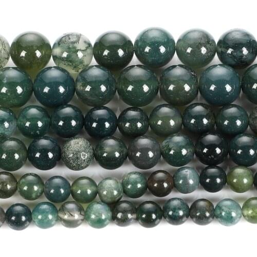 Natural Stone Beads Green Water Grass Agates Round Loose Beads For Jewelry Making Needlework Diy Bracelet Beads 4/6/8/10/12 MM